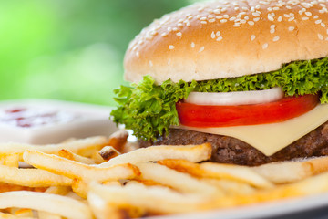 Burger mit Pommes Frites