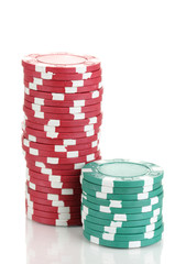 Casino chips isolated on white