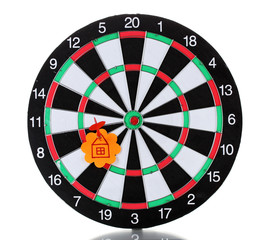 Darts with stickers depicting the life values isolated