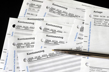 Kontoauszug, Kontoauszüge, Bank, Postbank, Soll, Haben, Saldo