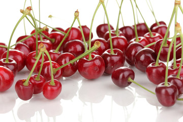 Ripe cherry berries isolated on white