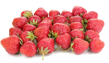 Sweet ripe strawberries isolated on white