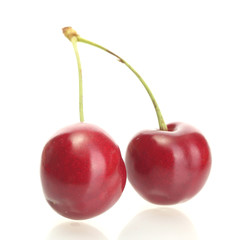 Ripe cherry berries isolated on white