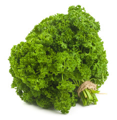 Fototapeta premium Fresh parsley bouquet on pure white background
