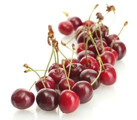 Ripe cherry berries isolated on white