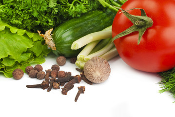 Fresh vegetables and spices