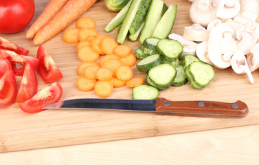 Food ingredients on chopping board