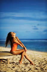 Naklejka premium woman on beach
