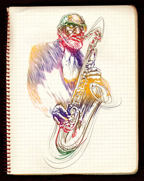 old black man with sax
