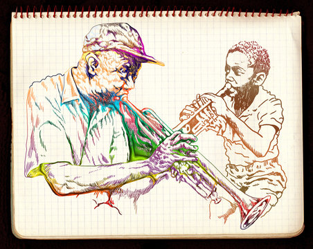 jazz men (hand drawing) - color variation