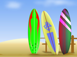 Tavole da surf sulla spiaggia