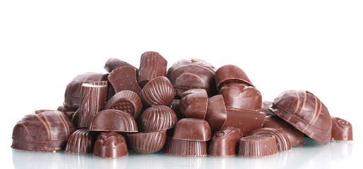 Many different chocolate candy isolated on white