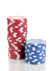 Casino chips isolated on white