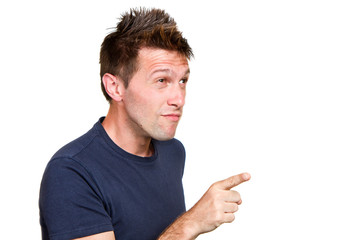 young man pointing 