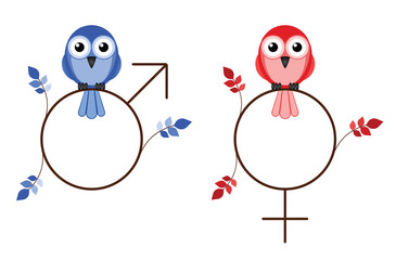 Male and female twig symbols