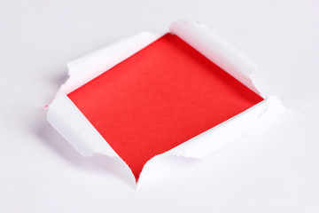 Torn paper  with red background