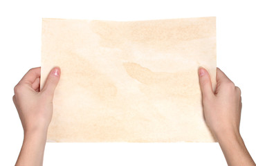 Obraz premium Hands and paper isolated on white