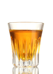 glass of pepper vodka isolated on white