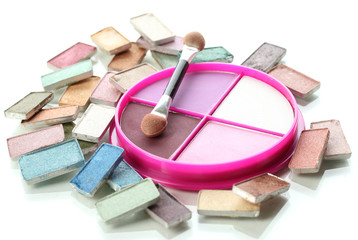 eyes shadow in pink box isolated on white