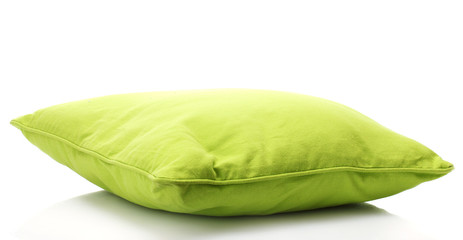 Fototapeta na wymiar zielona jasna poduszka samodzielnie na białym tle