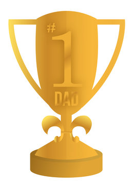 Best Dad Trophy Illustration Design Over White