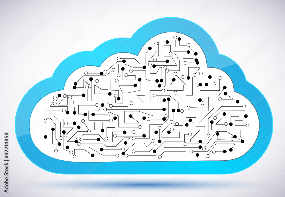 Poster vector circuit board computer cloud background. eps10