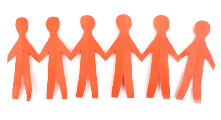 Paper people isolated on white