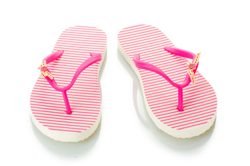 pink beach shoes isolated on white