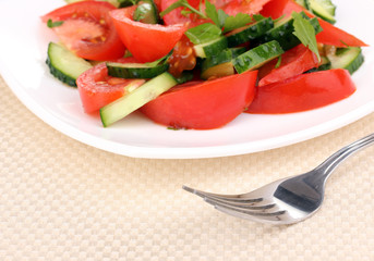Fresh salad with tomatoes and cucumbers