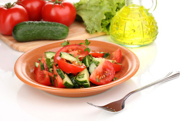 Fresh salad with tomatoes and cucumbers