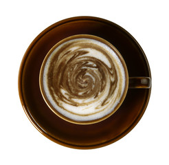 coffee cup with weird squirly milk froth