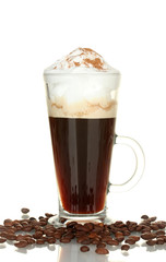 glass of coffee cocktail isolated on white