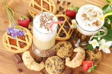 coffee cocktail on wooden table 