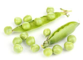 Green peas isolated on white