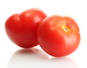 Ripe red tomatoes isolated on white