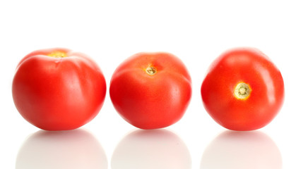 Ripe red tomatoes isolated on white