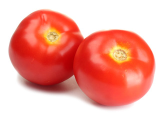 Ripe red tomatoes isolated on white