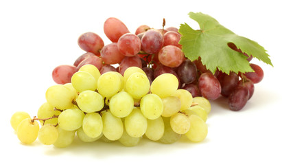 ripe sweet grapes isolated on white