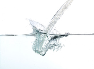 Pouring  fresh water over white background