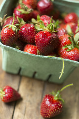 Organic farmer's market strawberries in a recyclable punnet