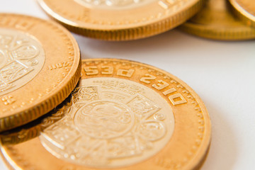 close up of mexican ten pesos coin