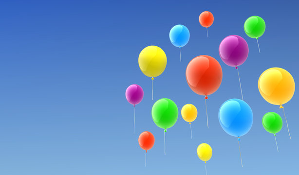 bunte Luftballons & blauer Himmel