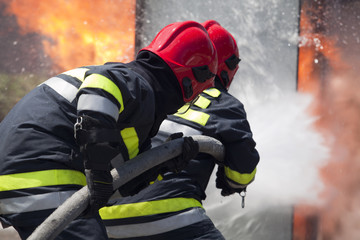 firefighters in action