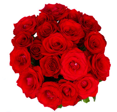 round bouquet of red roses