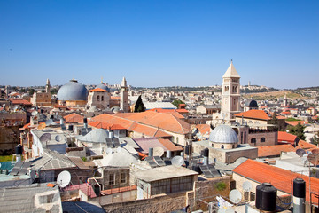 Obraz premium Panoramic view on old part of Jerusalem city