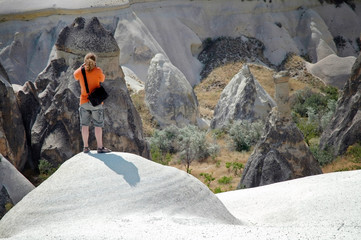 Stone columns in Cappadocia, Turkey