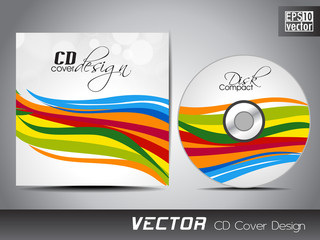 Vector CD cover design with colorful wave design.