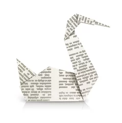 Fototapete Geometrische Tiere Schwan Origami-Spielzeug-Vektor-Illustration isoliert auf weiß
