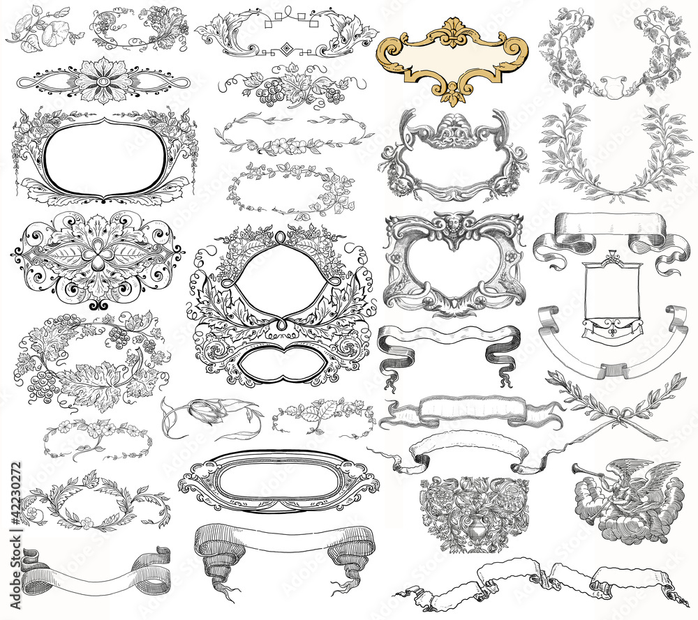 Wall mural cartouche set illustration