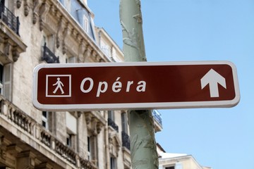 Obraz premium Panneau directionnel et indicateur de l'Opéra